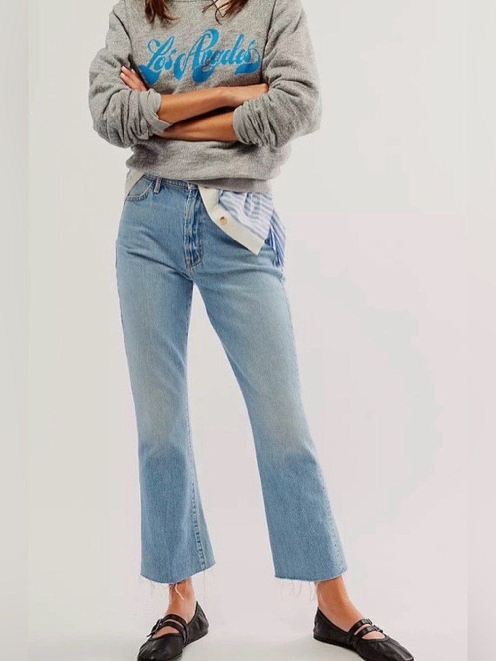 MOTHER Superior Size 28 The Hustler Ankle Fray Home On The Range Light Wash Blue